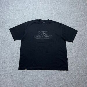 PURE Lucky Streets T-Shirt Size XL Black Graphic Boxy Fit Streetwear Tee